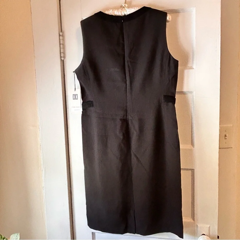 Ivanka Trump Black Sleeveless Cocktail Sheath Dress sz 12 Suede like Details NWT - Picture 2 of 8